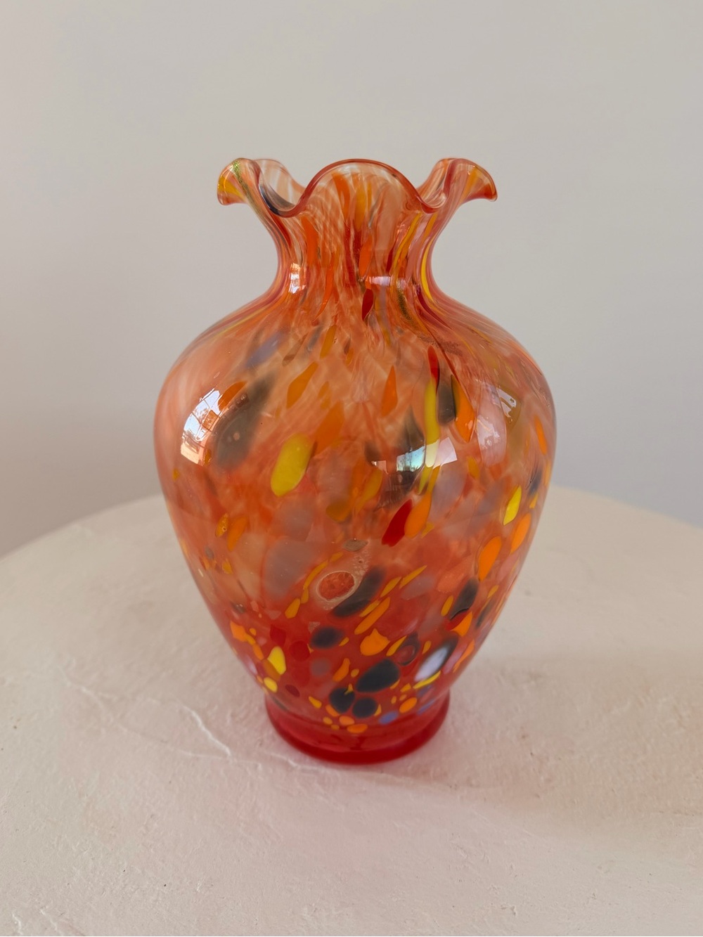 VINTAGE HAND-BLOWN ITALIAN CONFETTI ART GLASS VASE SPLATTER DESIGN 1 OF A KIND - Picture 8 of 8